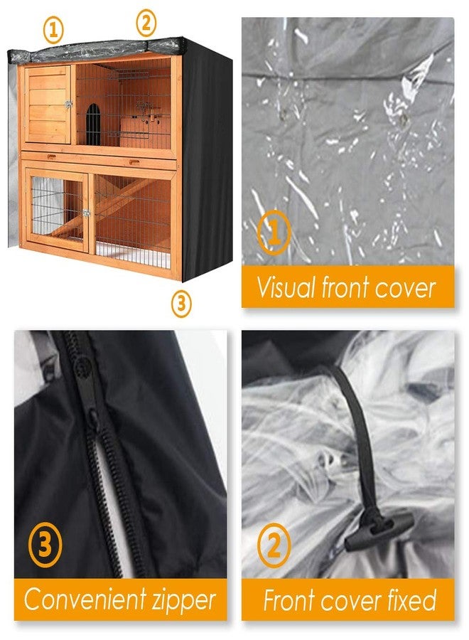 COOSOO Rabbit Hutch Cover Outdoor Waterproof Double Rabbit Cage Dust Cover for Winter Pet Cage Protection with Zipper Opening Visible Window Vent Holes 48x20x41/122x50x105cm - Image 2